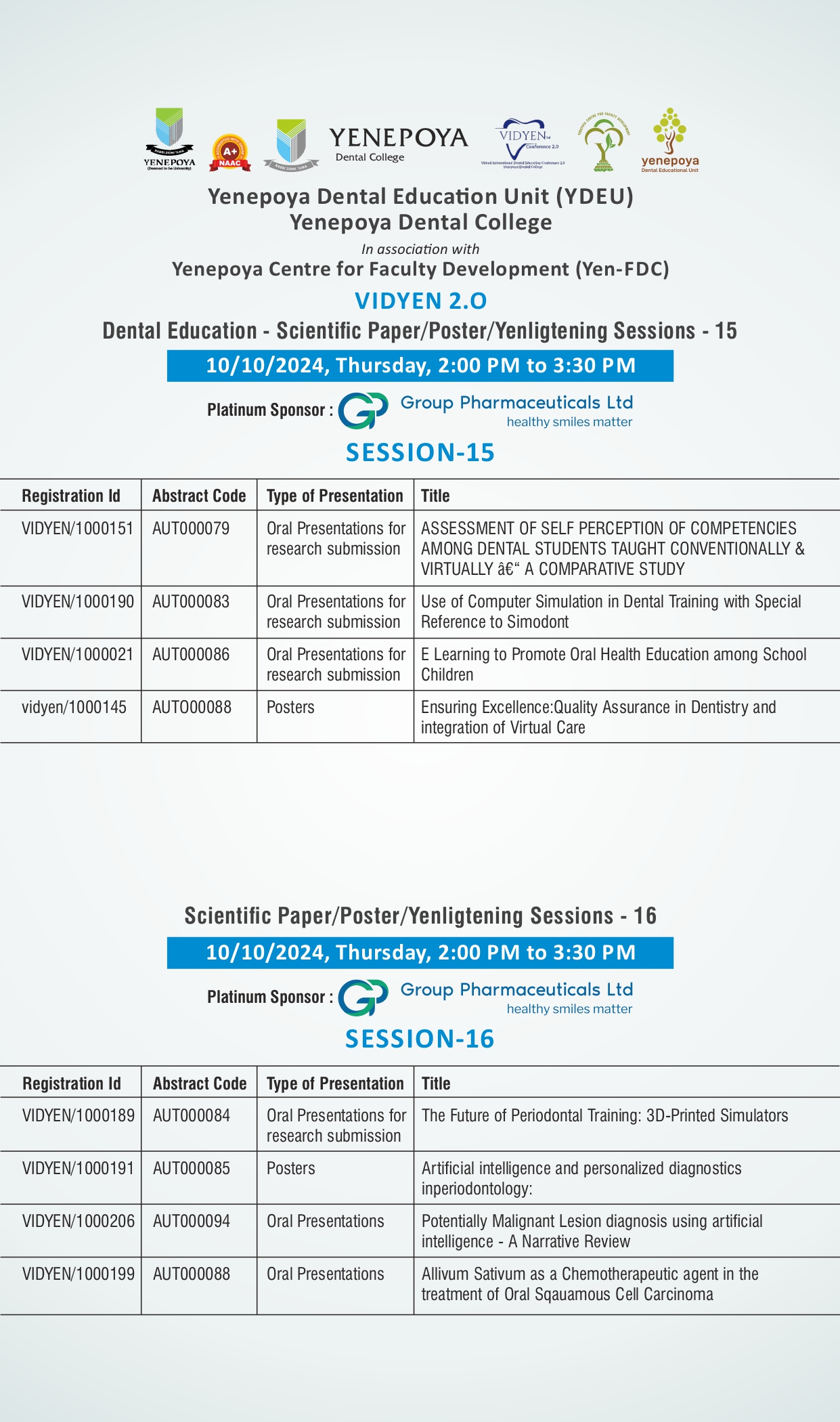 Schedule Page 8